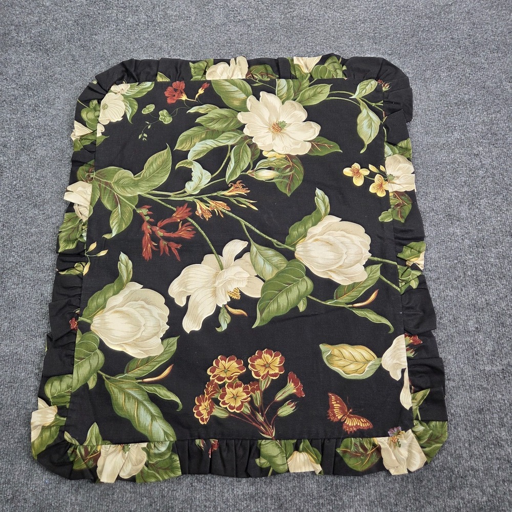 Waverly Garden Magnolia Dogwood 20.5X25 Throw Pillow‎ Cover Black White